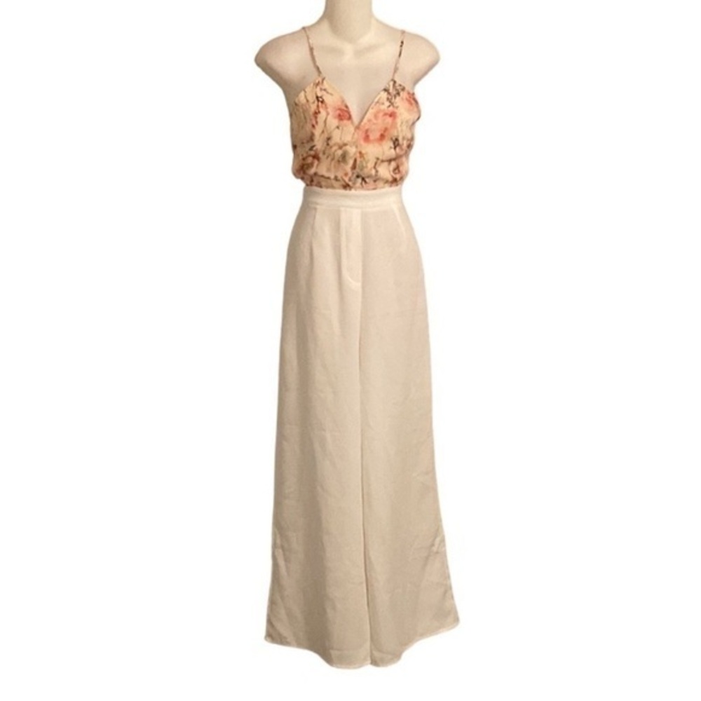 NWT Rehab floral open back white wide leg jumpsuit Medium M